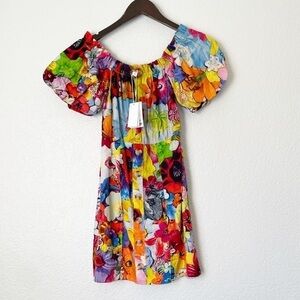NWT WALTER BAKER Kylie Puff Sleeve Off Shoulder Poplin Mini Dress